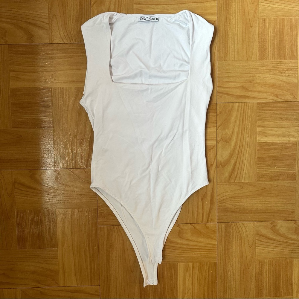 Zara White Square Neck Bodysuit